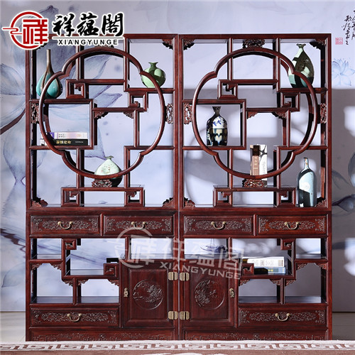 红木隔厅柜 红木间厅柜博古架隔断