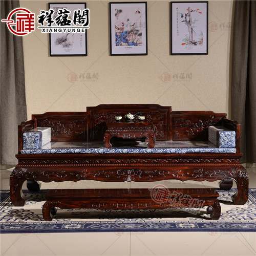红木罗汉床 仿古木雕罗汉床