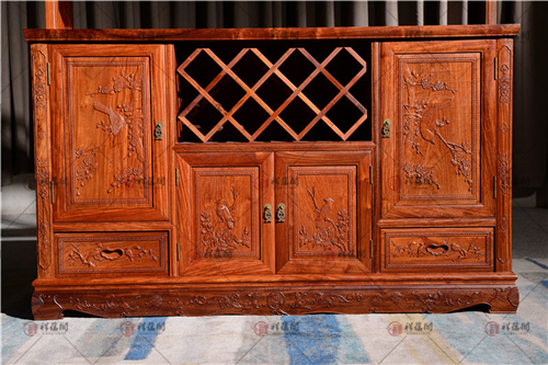 餐厅红木家具 墙壁防红木酒柜