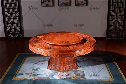 大果紫檀家具 红木餐圆餐桌椅