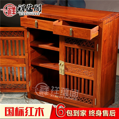 红木家具玄关家具 新中式红木鞋柜